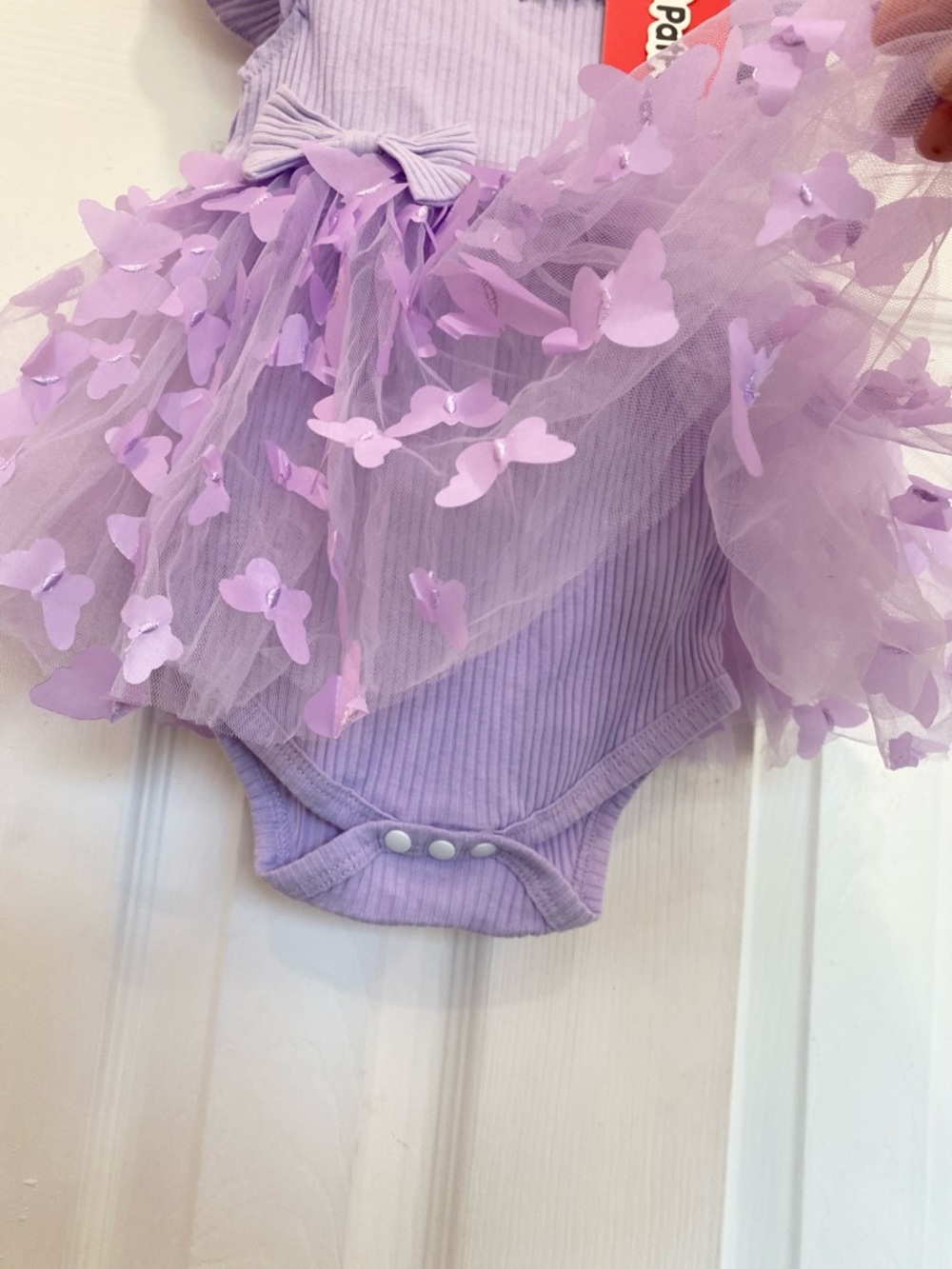 Baby Girl Lavender 3D Butterfly Tutu Romper Dress with Headband, Size 9-12M - Picture 6 of 11